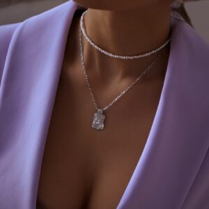 Серебряное колье с прямоугольным медальоном «Folio»